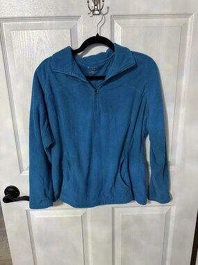Tek Gear Long Sleeve Teal Fleece Lined Half Zip Pullover Jacket Size Large